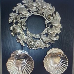 Godinger Sea Treasures Silver Plated Wreath Nautical Shells Wall Plaque Decor